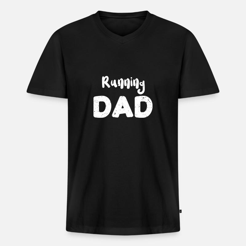 Running Dad - Workout - Männer Premium Bio T-Shirt mit V-Ausschnitt - Schwarz