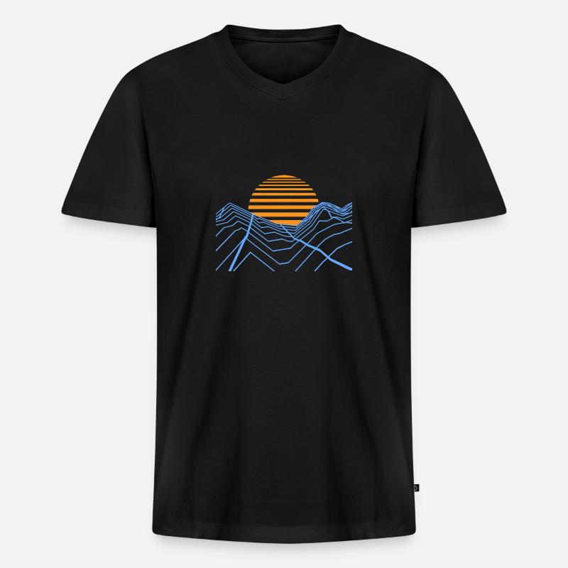 Retrowave Synthwave 80s Design - Männer Premium Bio T-Shirt mit V-Ausschnitt - Schwarz