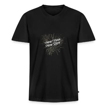 Neujahr Neues Essen Food Happy New Year Foodie Nye - Männer Premium Bio T-Shirt mit V-Ausschnitt - Schwarz - Vorne - Nico (187cm)