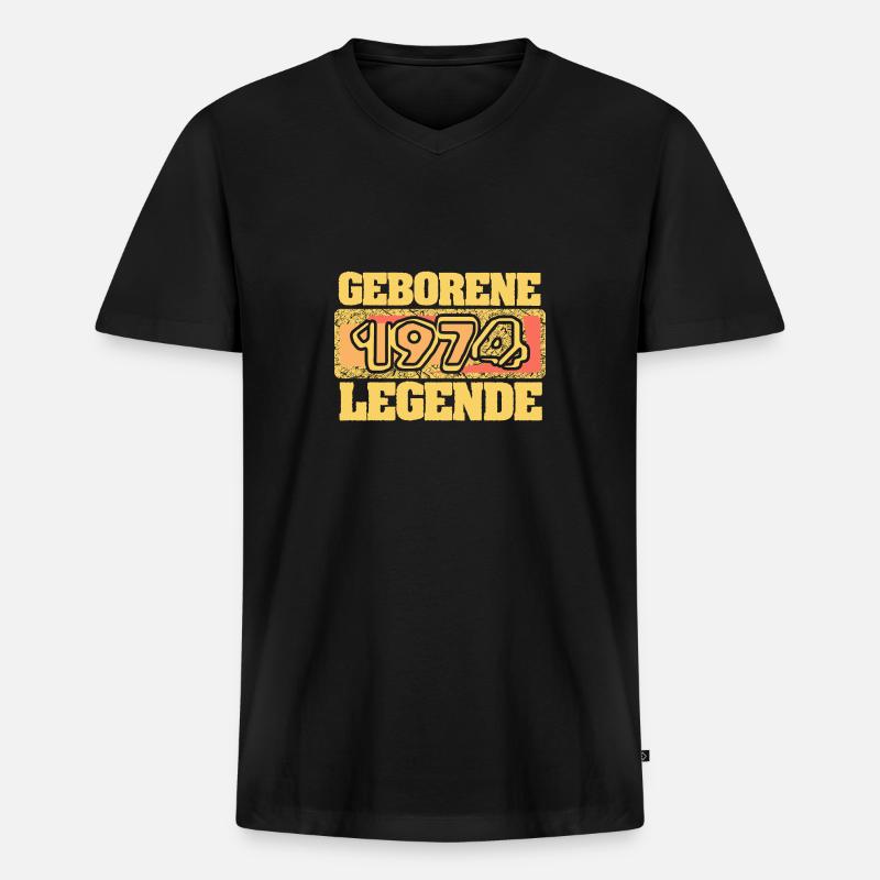 1974 - Männer Premium Bio T-Shirt mit V-Ausschnitt - Schwarz