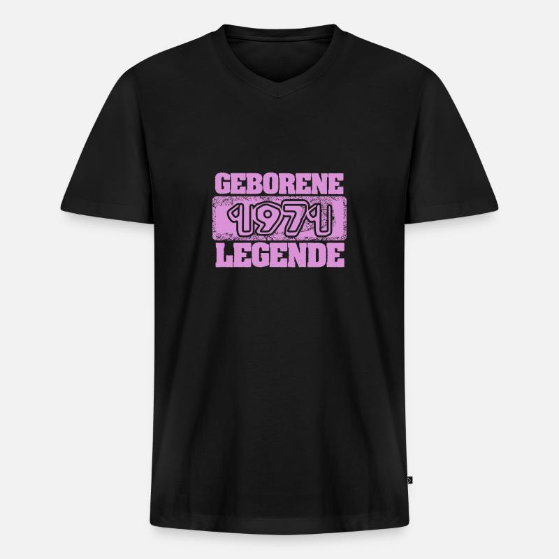 Retro 1971 - Männer Premium Bio T-Shirt mit V-Ausschnitt - Schwarz