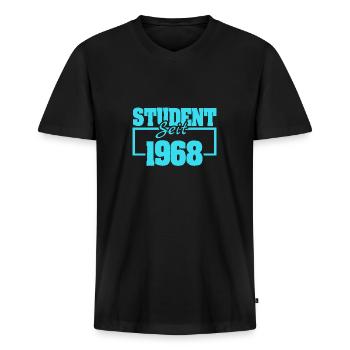Student 1968 - Männer Premium Bio T-Shirt mit V-Ausschnitt - Schwarz - Vorne - Nico (187cm)