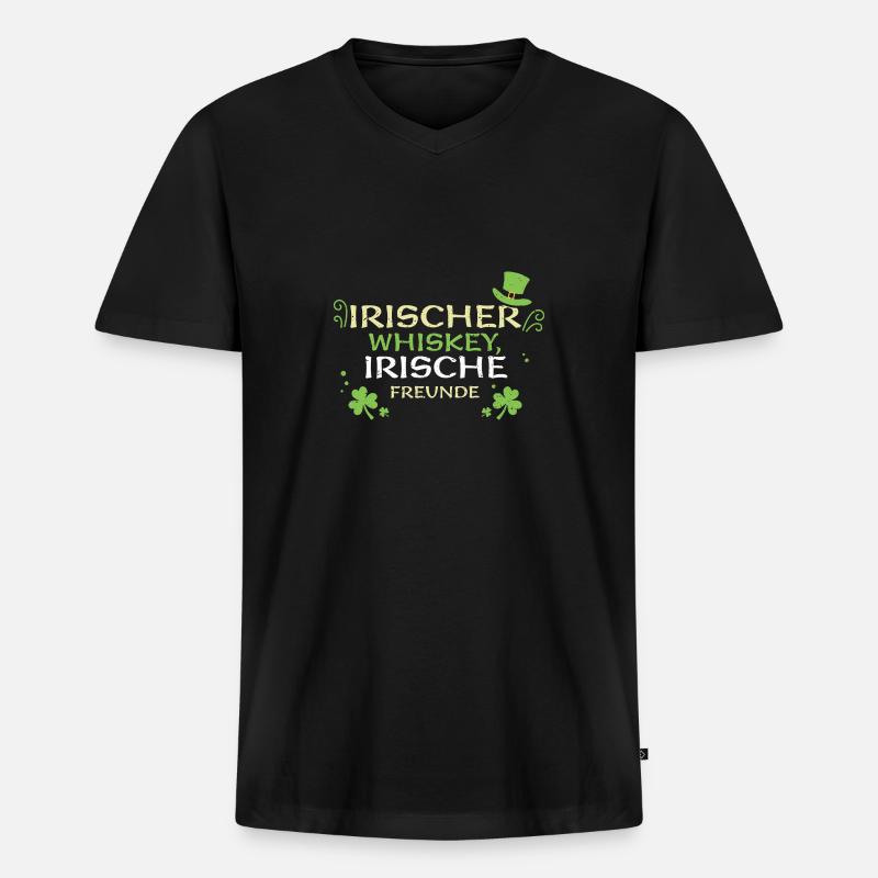 Irischer Whiskey, irische Freunde - Männer Premium Bio T-Shirt mit V-Ausschnitt - Schwarz