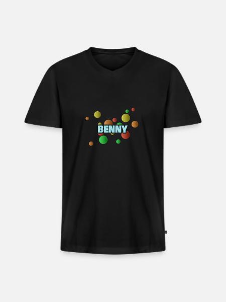 Gift First Name Benny - Men's Premium Organic T-shirt with V-neck - black