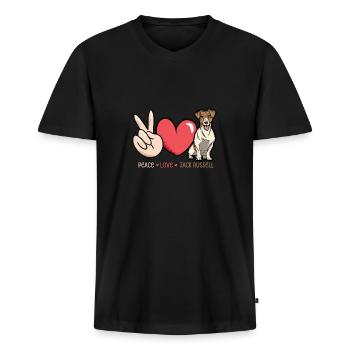 Jack Russell Terrier - Premium økologisk T-shirt med V-hals til mænd - sort - Foran - Nico (187cm)