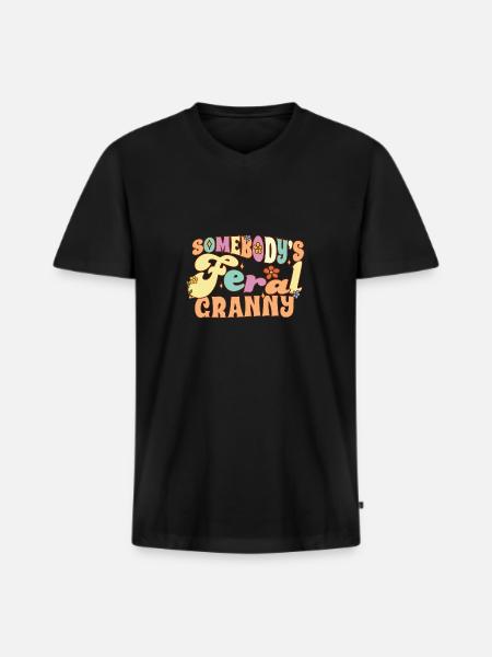 Somebody's Feral Granny Morsom familie bestemor - Premium økologisk T-skjorte med V-hals for menn - svart