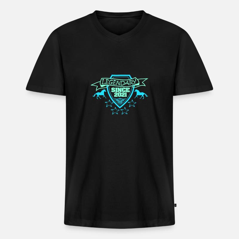 2021 - Männer Premium Bio T-Shirt mit V-Ausschnitt - Schwarz
