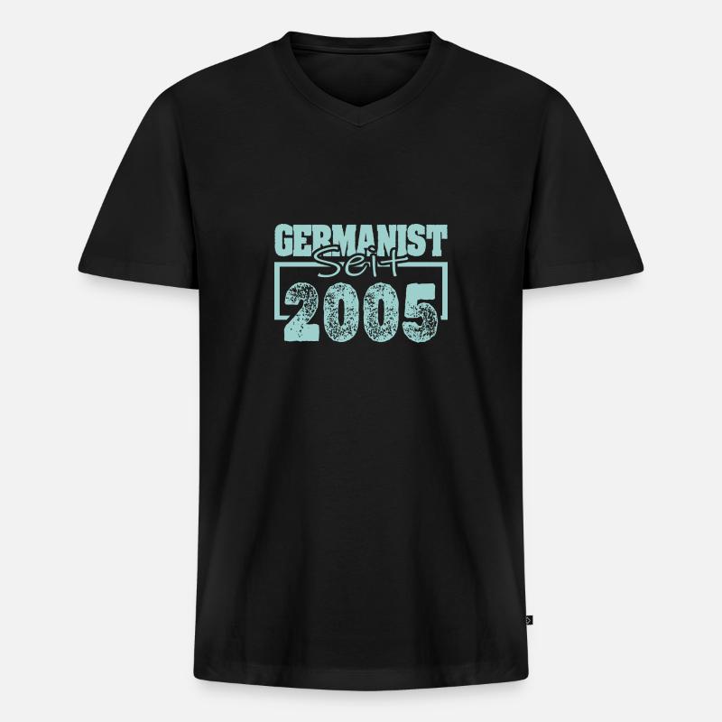2005 - Männer Premium Bio T-Shirt mit V-Ausschnitt - Schwarz