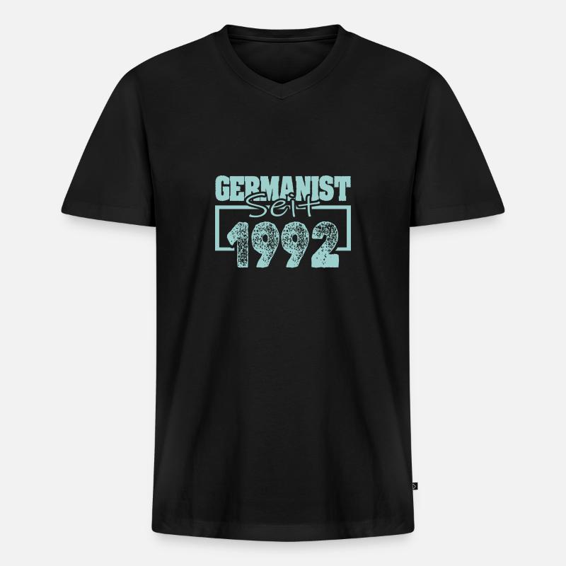 Germanist 1992 - Männer Premium Bio T-Shirt mit V-Ausschnitt - Schwarz