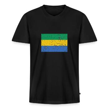 Country: Gabon - Men's Premium Organic T-shirt with V-neck - black - Front - Nico (187cm)