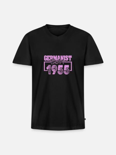 1955 - Männer Premium Bio T-Shirt mit V-Ausschnitt - Schwarz