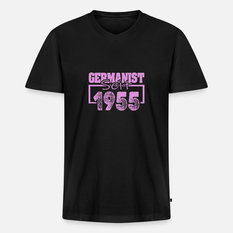 1955 - Männer Premium Bio T-Shirt mit V-Ausschnitt - Schwarz