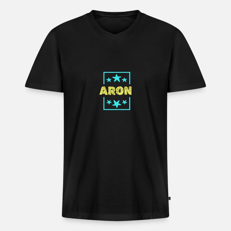 Aron Aron - Männer Premium Bio T-Shirt mit V-Ausschnitt - Schwarz