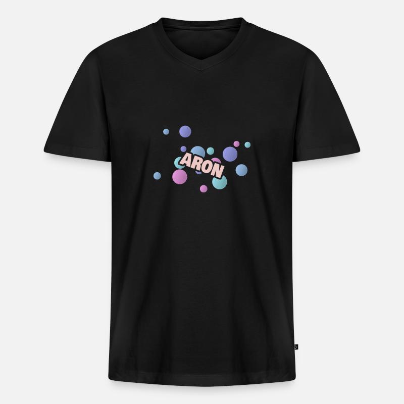 Aron - Männer Premium Bio T-Shirt mit V-Ausschnitt - Schwarz