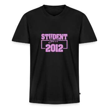 seit 2012 - Männer Premium Bio T-Shirt mit V-Ausschnitt - Schwarz - Vorne - Nico (187cm)