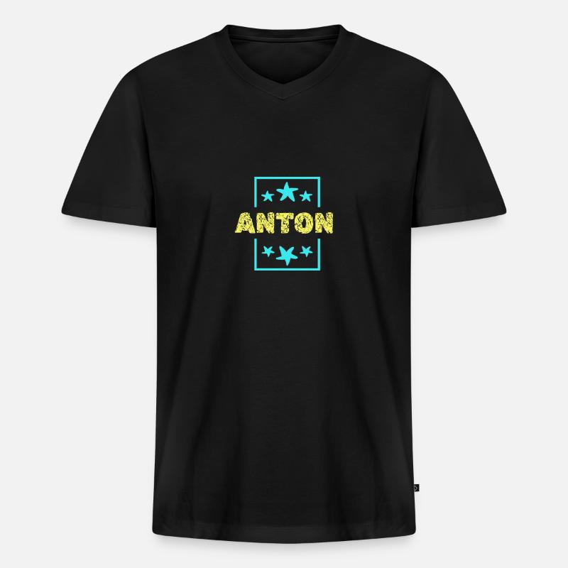 Anton als Anton - Männer Premium Bio T-Shirt mit V-Ausschnitt - Schwarz