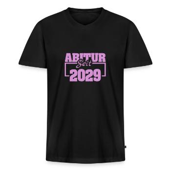 Abitur 2029 - Men's Premium Organic T-shirt with V-neck - black - Front - Nico (187cm)