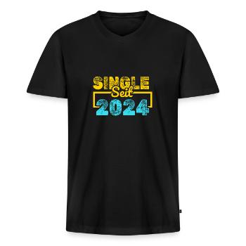 seit 2024 - Männer Premium Bio T-Shirt mit V-Ausschnitt - Schwarz - Vorne - Nico (187cm)