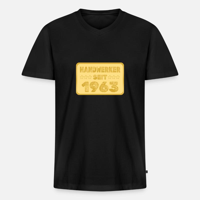seit 1963 - Männer Premium Bio T-Shirt mit V-Ausschnitt - Schwarz