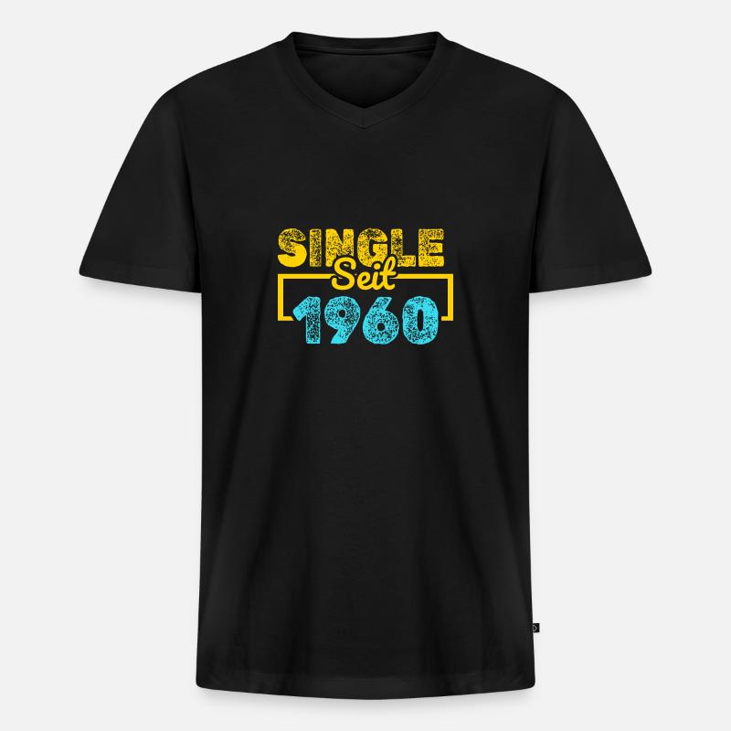 Single 1960 - Männer Premium Bio T-Shirt mit V-Ausschnitt - Schwarz