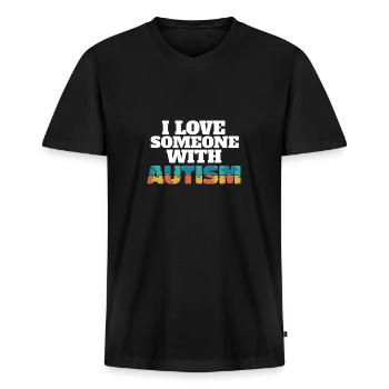 I Love Someone With Autism Awareness Month Puzzle - Männer Premium Bio T-Shirt mit V-Ausschnitt - Schwarz - Vorne - Nico (187cm)