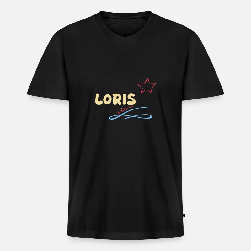 Loris - Männer Premium Bio T-Shirt mit V-Ausschnitt - Schwarz
