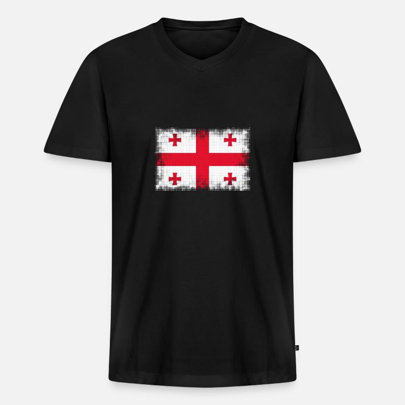 Georgien - Männer Premium Bio T-Shirt mit V-Ausschnitt - Schwarz