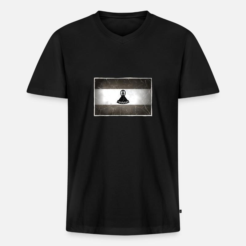Lesotho - Männer Premium Bio T-Shirt mit V-Ausschnitt - Schwarz