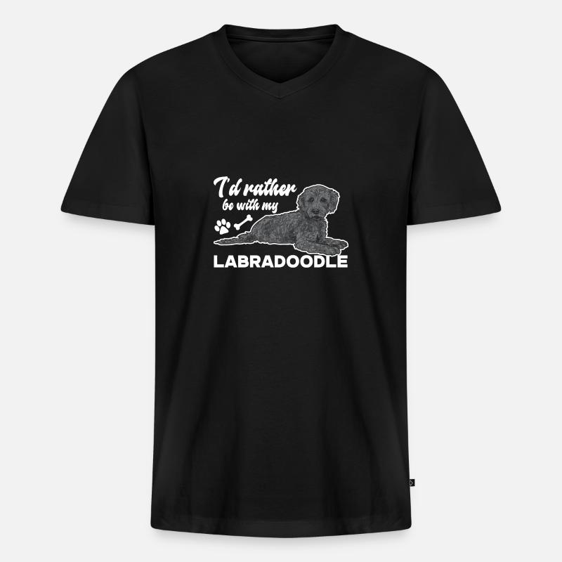 Labradoodle Hund - Männer Premium Bio T-Shirt mit V-Ausschnitt - Schwarz