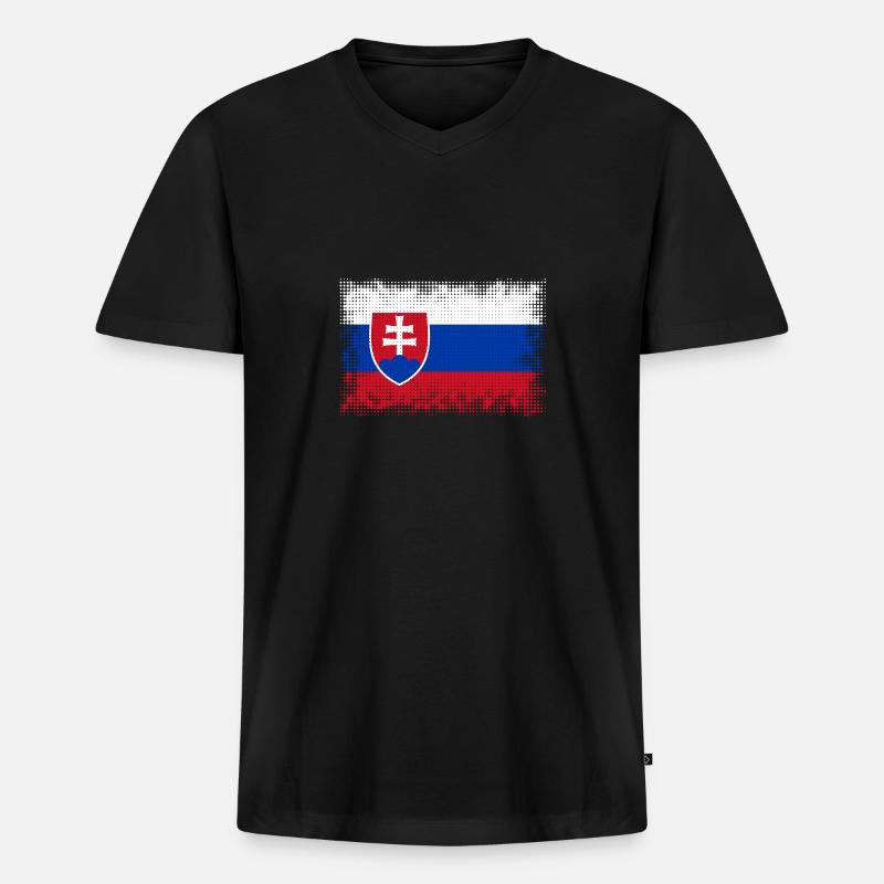 Slowakei - Männer Premium Bio T-Shirt mit V-Ausschnitt - Schwarz