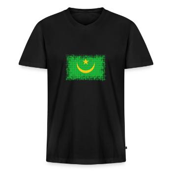 Mauritanie Mauritanie - T-shirt encolure en V Premium bio Homme - noir - Devant - Nico (187cm)