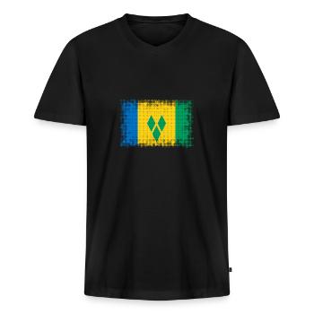 Saint Grenadines - Men's Premium Organic T-shirt with V-neck - black - Front - Nico (187cm)
