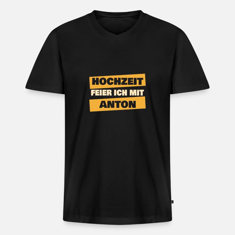 Anton - Männer Premium Bio T-Shirt mit V-Ausschnitt - Schwarz