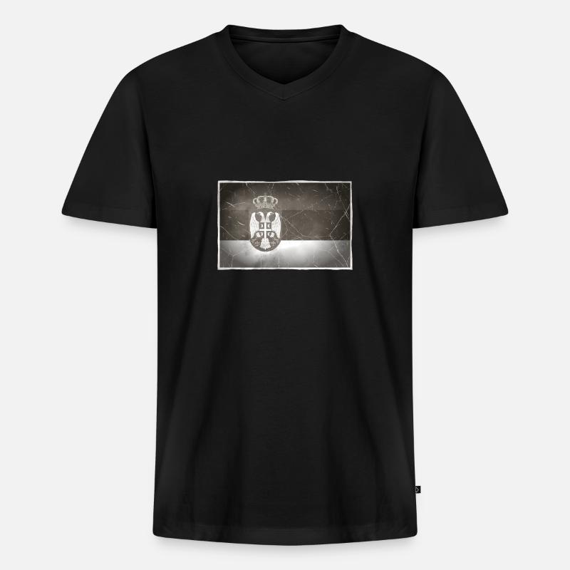 Serbien - Männer Premium Bio T-Shirt mit V-Ausschnitt - Schwarz