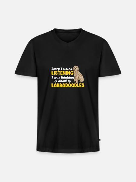 Labradoodle Hund - Männer Premium Bio T-Shirt mit V-Ausschnitt - Schwarz