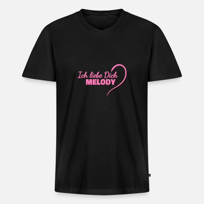 Liebe Melody - Männer Premium Bio T-Shirt mit V-Ausschnitt - Schwarz