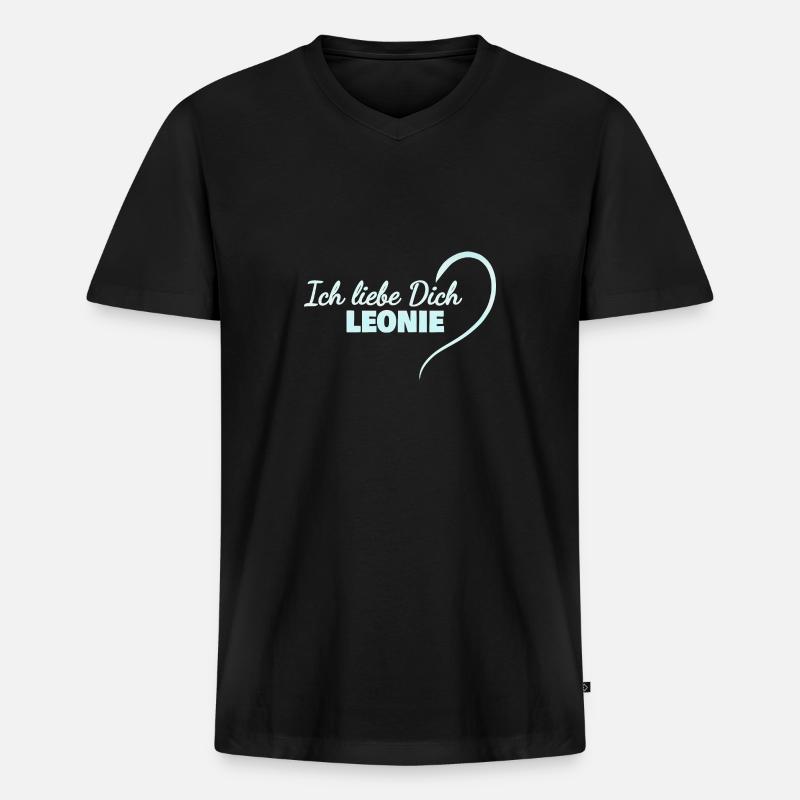 LiebeDich Leonie - Männer Premium Bio T-Shirt mit V-Ausschnitt - Schwarz