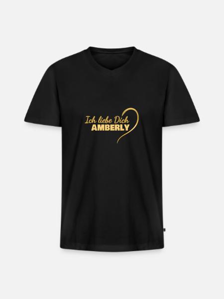LiebeDich Amberly - Männer Premium Bio T-Shirt mit V-Ausschnitt - Schwarz