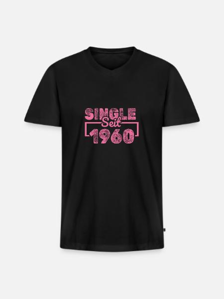 1960 - Männer Premium Bio T-Shirt mit V-Ausschnitt - Schwarz