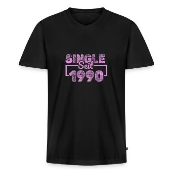1990 - Men's Premium Organic T-shirt with V-neck - black - Front - Nico (187cm)