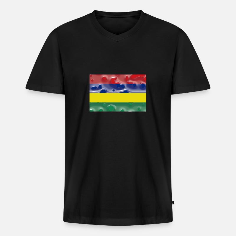 Mauritius - Männer Premium Bio T-Shirt mit V-Ausschnitt - Schwarz