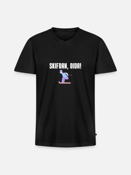 Skifoan, Oida - Männer Premium Bio T-Shirt mit V-Ausschnitt - Schwarz