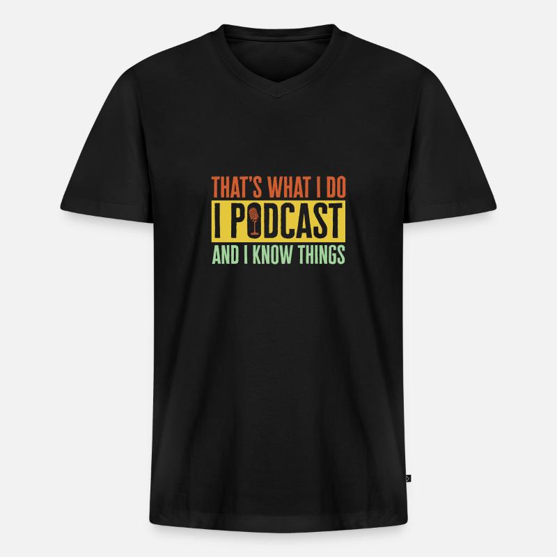 Podcaster Podcast - Männer Premium Bio T-Shirt mit V-Ausschnitt - Schwarz