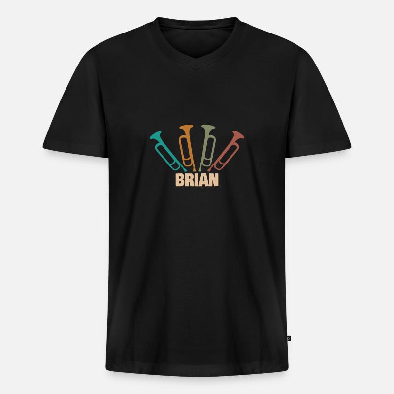 Vorname Brian - Männer Premium Bio T-Shirt mit V-Ausschnitt - Schwarz