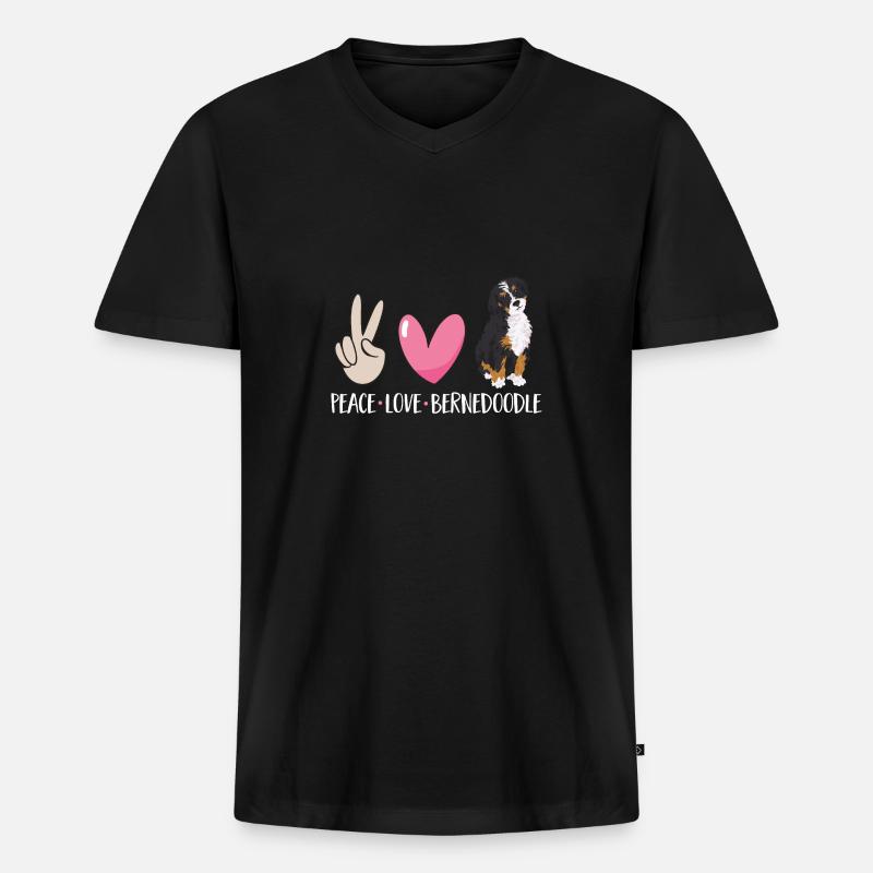 Bernedoodle Hund - Männer Premium Bio T-Shirt mit V-Ausschnitt - Schwarz