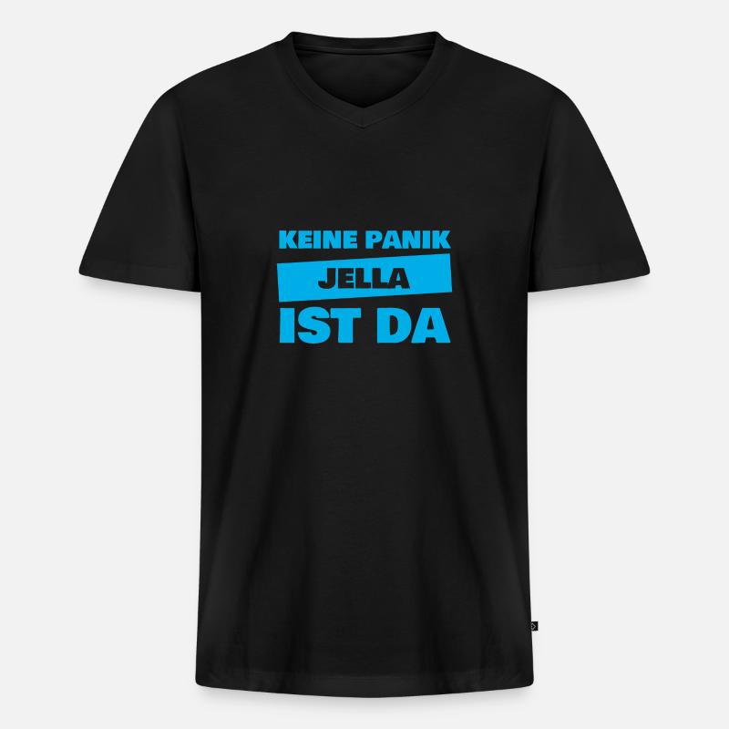Vorname Jella - Männer Premium Bio T-Shirt mit V-Ausschnitt - Schwarz