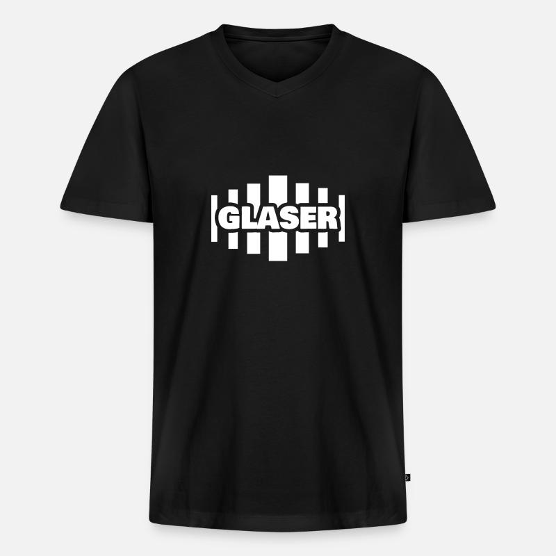 Beruf Glaser - Männer Premium Bio T-Shirt mit V-Ausschnitt - Schwarz