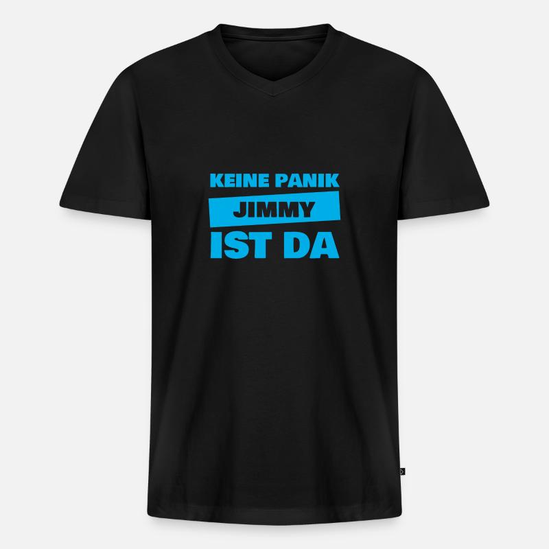Jimmy - Männer Premium Bio T-Shirt mit V-Ausschnitt - Schwarz