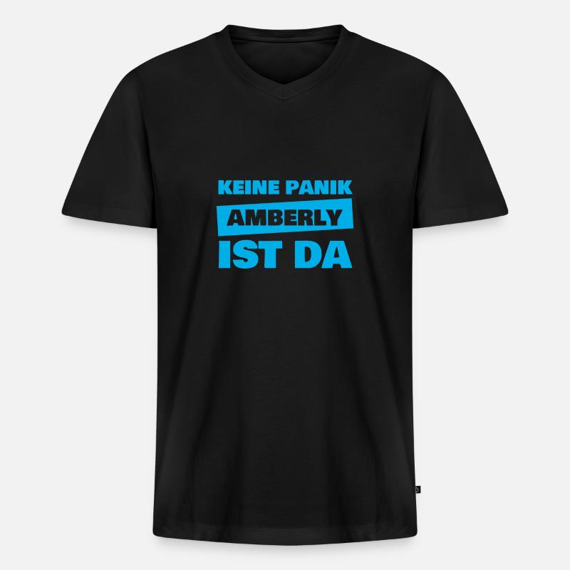 Amberly - Männer Premium Bio T-Shirt mit V-Ausschnitt - Schwarz