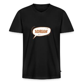 Adrian : Adrian - T-shirt encolure en V Premium bio Homme - noir - Devant - Nico (187cm)